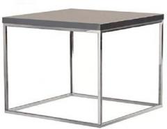 Baron Homes GreyGloss and Chrome Side Table, End Table, Stainless Steel Table Solid Wood End Table