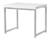 Baron Homes WhiteGloss And Chrome Side Table, End Table, Stainless Steel Solid Wood Side Table