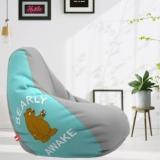 Beannie XL Bearly Awake Light Grey Peach Teardrop Bean Bag With Bean Filling