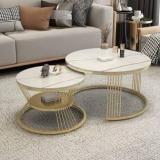 Bestquality Round Coffee Table, 2 Tier Center Table For Living Room Bedroom Balcony Office Metal End Table