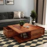 Bharat Furniture House For Living Room Honey Finish Solid Wood Coffee Table