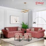 Bharat Lifestyle Alina Sofa With 2 Puffy Fabric 3 + 2 + 1 + 1 Sofa Set