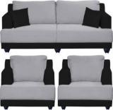 Bharat Lifestyle Marina Fabric 3 + 1 + 1 Black and Grey Sofa Set