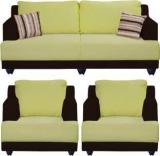 Bharat Lifestyle Marina Fabric 3 + 1 + 1 Dark Brown and Green Sofa Set