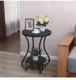 Bloo Mart Iron Black 2 Tier Round End Table Coffee Table Side Table Metal End Table