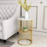 Bloo Mart Iron golden 1 Tier Round End Table Coffee Table Side Table Metal End Table