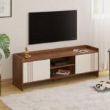 Bluewud Charley TV Unit With Storage Shelves for Books & D cor Upto 55 Inches TV Engineered Wood TV Entertainment Unit