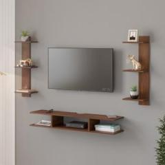 Bluewud Estoye Mini Multi Shelves Wall Mount TV Stand for Storage And Decor Display Engineered Wood TV Entertainment Unit