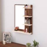 Bluewud Rico Mini Dressing Vanity Mirror With Storage Shelves Organiser Engineered Wood Dressing Table