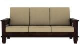 Brightwood Solid Wood Sheesham Wood 3 Seater Sofa For Living, Waiting Room/ Office Fabric 3 Seater Sofa