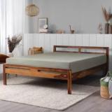 Brightwood Solid Wood Sheesham Wood Queen Size Bed For Living Room, Bedroom Solid Wood Queen Bed