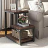 Brookwood Sheesham Wood Metallic Sofa Side End Table For Living Room Solid Wood End Table