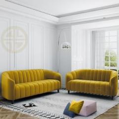 Carlton London Amelia Yellow Fabric 3 + 2 Sofa Set