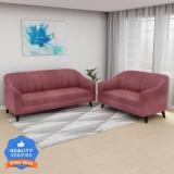 Carlton London Lukas Velvet Fabric 3+2 Seater Sofa Set Fabric 3 + 2 Sofa Set