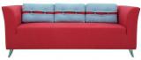 CasaCraft Adelia Three Seater Sofa In Crimson Red Colour