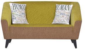 CasaCraft Alhambra Two Seater Sofa With Throw Pillows In Shades Of Olive And Ecru Colour