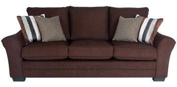 CasaCraft Bordeaux Beauty Three Seater Sofa With Throw Pillows In Brown Colour