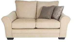 CasaCraft Bordeaux Beauty Two Seater Sofa With Throw Pillows In Beige Colour