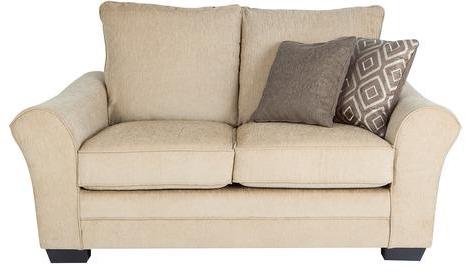 CasaCraft Bordeaux Beauty Two Seater Sofa With Throw Pillows In Beige Colour