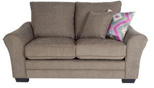 CasaCraft Bordeaux Beauty Two Seater Sofa With Throw Pillows In Grey Colour