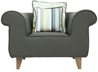 CasaCraft Brussels Repose Single Seater Sofa With Throw Pillows In Charcoal Grey Colour