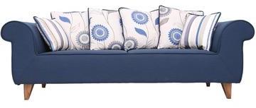 CasaCraft Brussels Repose Three Seater Sofa With Throw Pillows In Navy Blue Colour