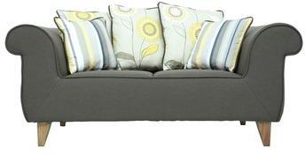 CasaCraft Brussels Repose Two Seater Sofa With Throw Pillows In Charcoal Grey Colour