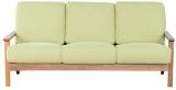 CasaCraft Callao Green Three Seater Sofa In Light Walnut Finish