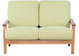 CasaCraft Callao Green Two Seater Sofa In Light Walnut Finish