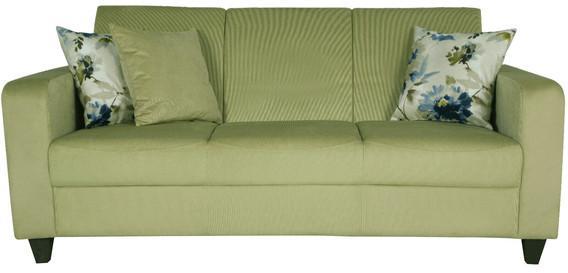 CasaCraft Elena Three Seater Sofa In Green With Floral Cushions