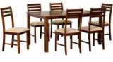 CasaCraft Estavan Six Seater Dining Set In Walnut Colour