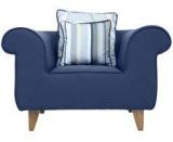 CasaCraft Gilberto One Seater Sofa With Throw Cushions In Teal Blue Colour