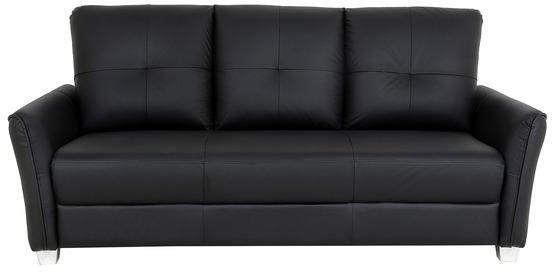 CasaCraft Lenora Half Leather Three Seater Sofa In Black Colour