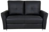 CasaCraft Lenora Half Leather Two Seater Sofa In Black Colour