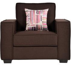 CasaCraft Oritz One Seater Sofa With Throw Pillows In Chestnut Brown Colour