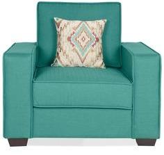 CasaCraft Oritz One Seater Sofa With Throw Pillows In Jade Colour