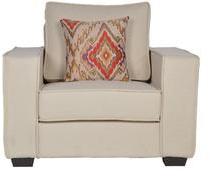 CasaCraft Oritz One Seater Sofa With Throw Pillows In Pale Taupe Colour