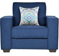 CasaCraft Oritz One Seater Sofa With Throw Pillows In Teal Blue Colour