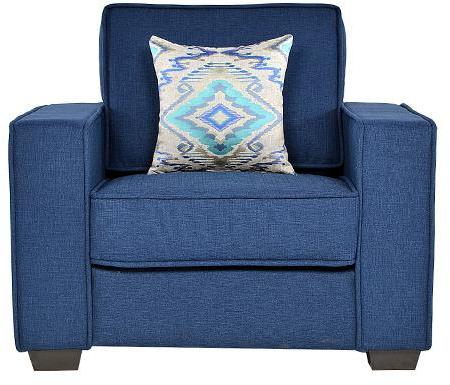 CasaCraft Oritz One Seater Sofa with Throw Pillows in Teal Blue Colour