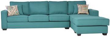 CasaCraft Oritz Three Seater Sofa With Lounger And Throw Pillows In Aquamarine Colour