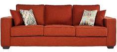 CasaCraft Oritz Three Seater Sofa With Throw Pillows In Burnt Sienna Colour