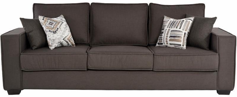 CasaCraft Oritz Three Seater Sofa with Throw Pillows in Charcoal Grey Colour