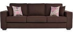 CasaCraft Oritz Three Seater Sofa With Throw Pillows In Chestnut Brown Colour