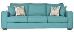 CasaCraft Oritz Three Seater Sofa With Throw Pillows In Jade Colour