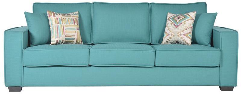 CasaCraft Oritz Three Seater Sofa with Throw Pillows in Jade Colour