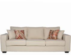 CasaCraft Oritz Three Seater Sofa With Throw Pillows In Pale Taupe Colour