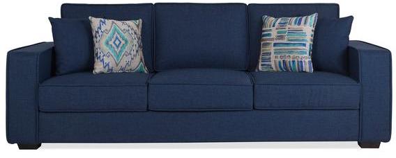 CasaCraft Oritz Three Seater Sofa With Throw Pillows In Teal Blue Colour