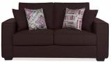 CasaCraft Oritz Two Seater Sofa With Throw Cushions In Chestnut Brown Colour