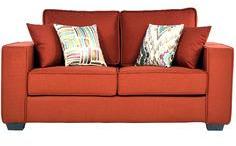 CasaCraft Oritz Two Seater Sofa With Throw Pillows In Burnt Sienna Colour