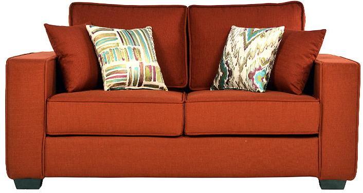 CasaCraft Oritz Two Seater Sofa with Throw Pillows in Burnt Sienna Colour